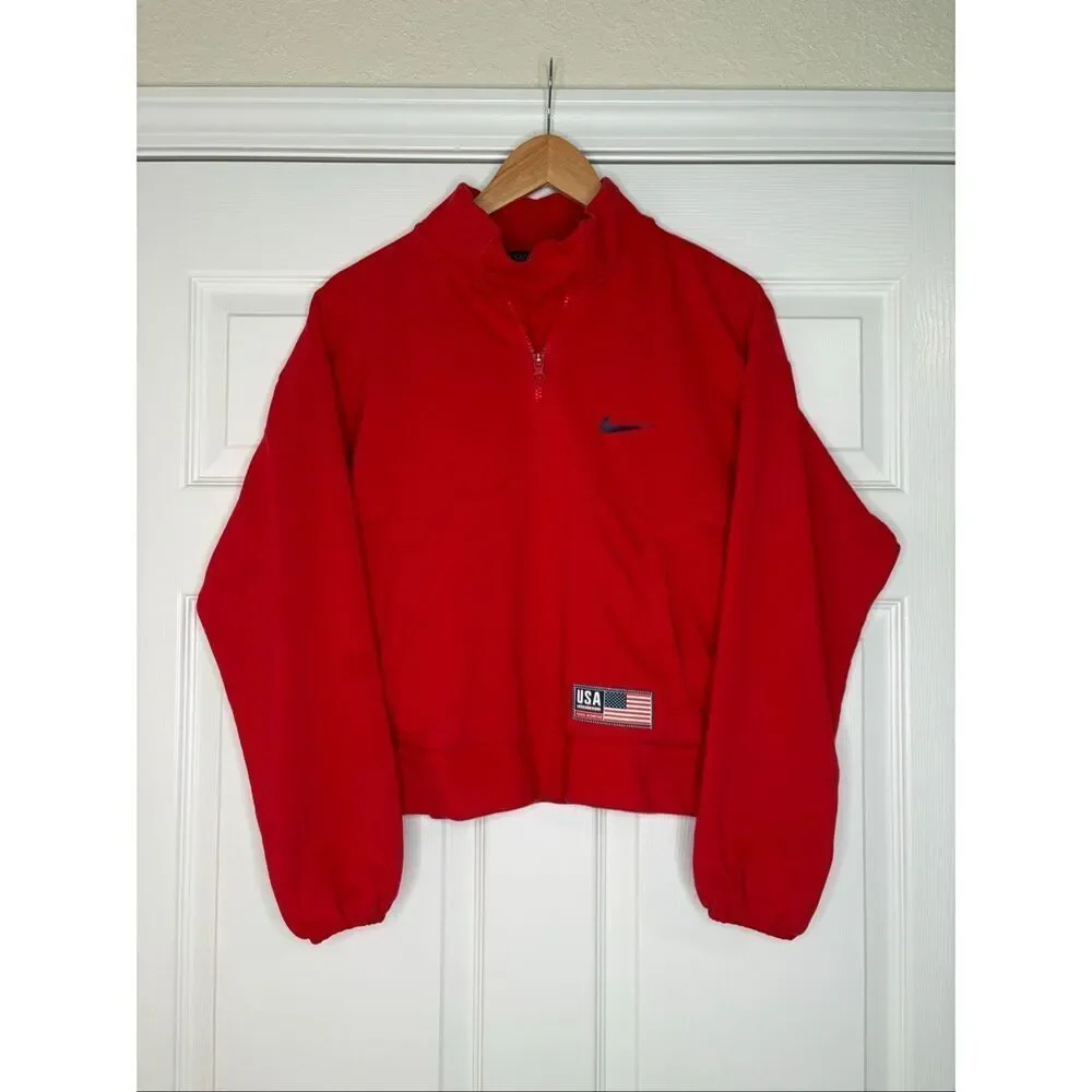 Nike USA Womens Basketball 2024 Olympic Village Red Fleece Sweatshirt Size Small